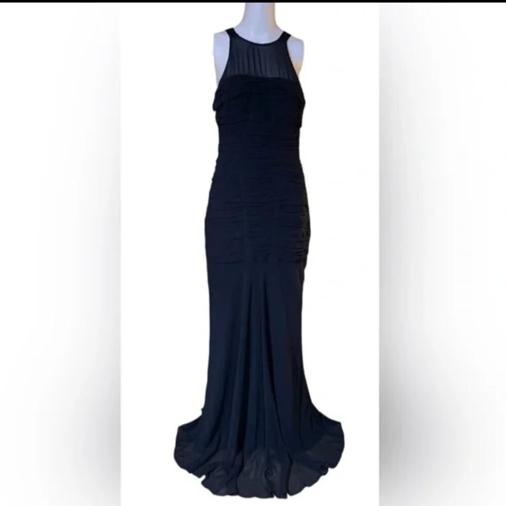 Halston Dark Navy Evening Gown Dress, size 8